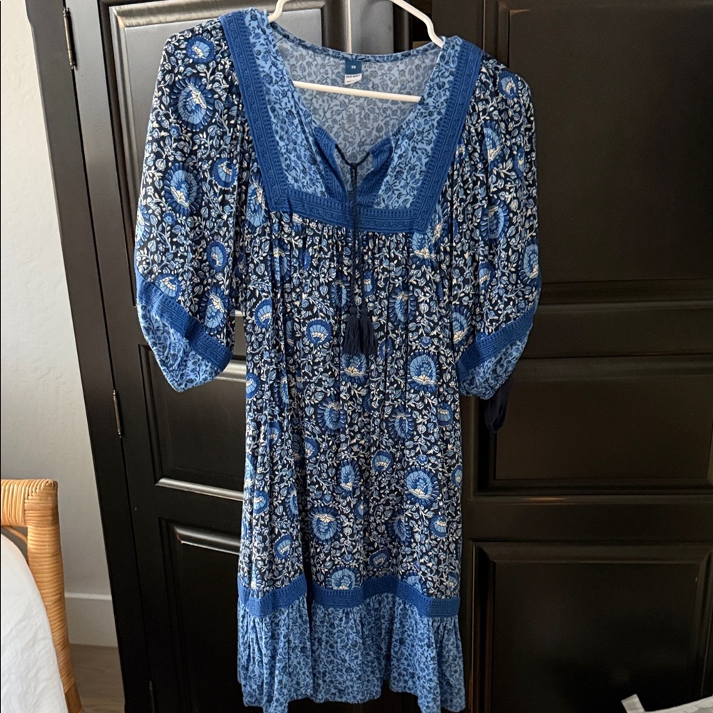 Old Navy Blue Floral Dress XS
